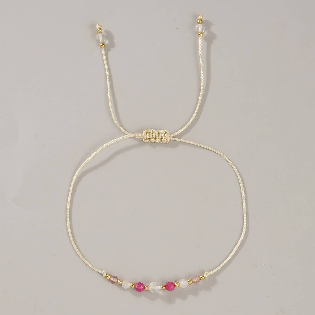 WHITE CRYSTAL COMBINATION BEADED BRACELET_CWAB4625