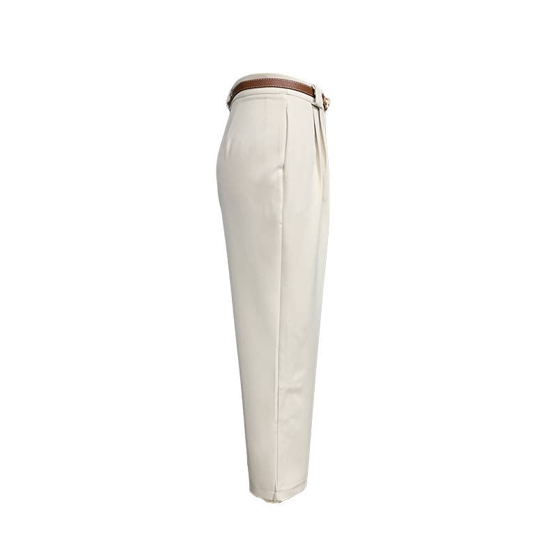 SOLID COLOR ALL-IN-ONE HIGH-WAISTED SUIT PANTS