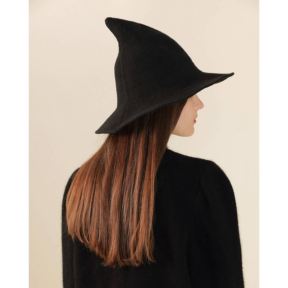 CWAH1676_Regular Foldable Knitted Halloween Witch Hat