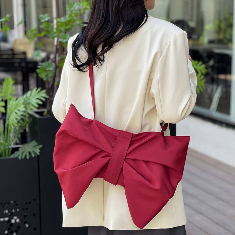 Bow tie pleated large-capacity bag