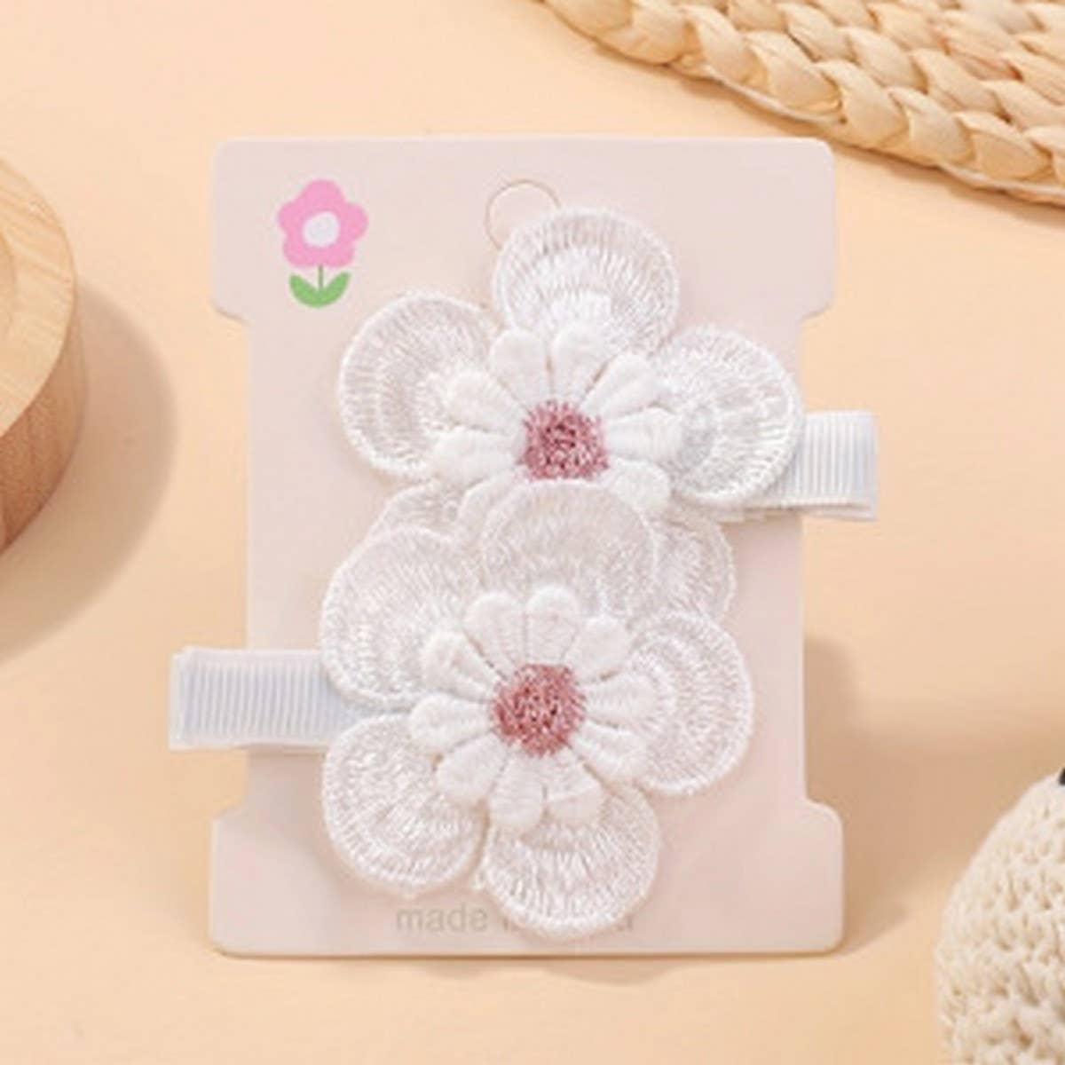 Fresh Daisy Hair Clip Set ? Handmade Fabric Clips