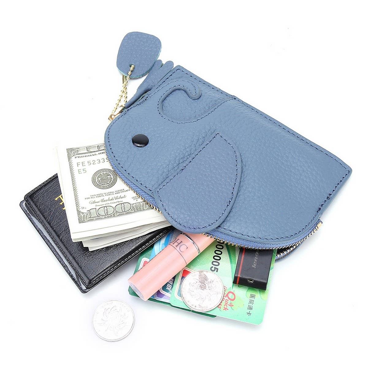 GENUINE LEATHER ELEPHANT MINI CREATIVE WALLET_CWAB3891