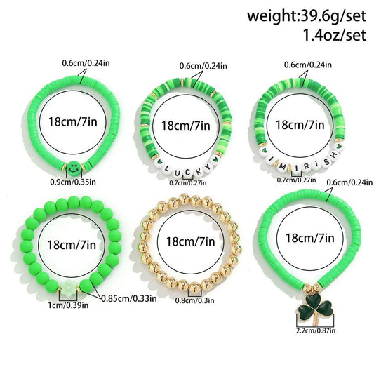 MULTI-LEAF CLOVER LETTER SIMPLE BEADED BRACELET