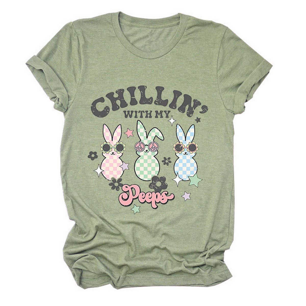 EASTER CUTE BUNNY LOOSE COMFORT SHORT SLEEVE TEES_CWTTS0867