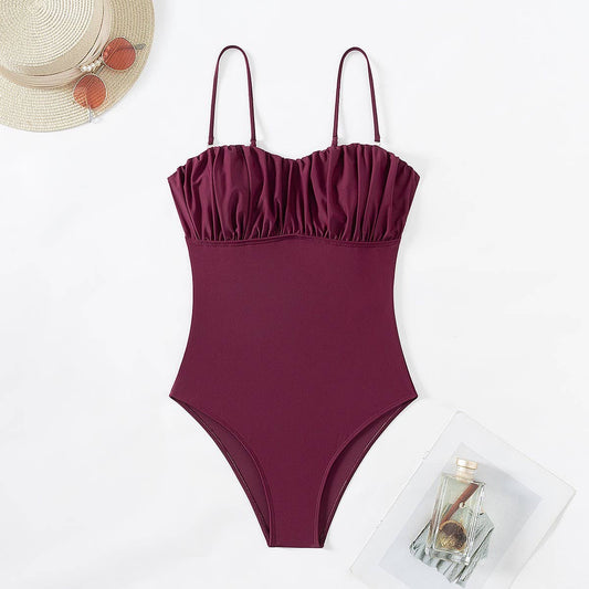 WOMEN'S ONE PIECE SUSPENDER BIKINI SWIMSUIT