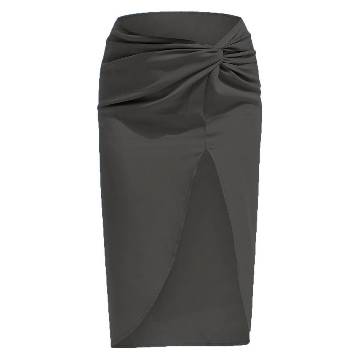 IRREGULAR SOLID COLOR SATIN HIP-LENGTH SKIRT