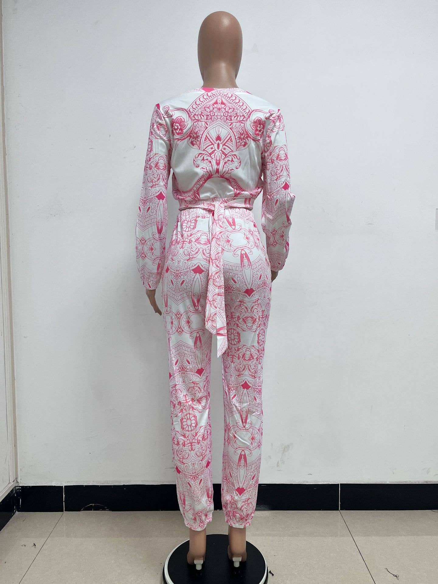 Long sleeves printed straps two-piece set