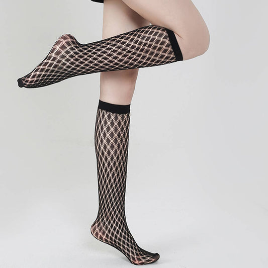 WOMEN FISHNET ULTRA THIN STAY UP KNEE HIGH SOCKS