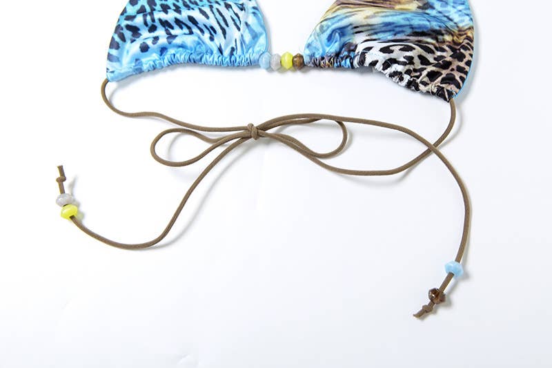 Trendy Sexy Printed Tie Bikini Three-Piece Set