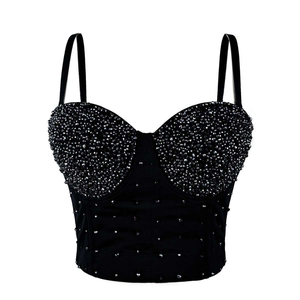 SHINY BEADED HANDMADE FISHBONE CORSET