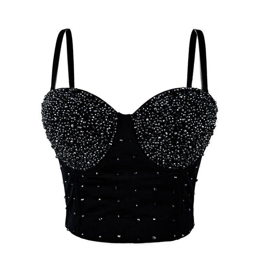 SHINY BEADED HANDMADE FISHBONE CORSET