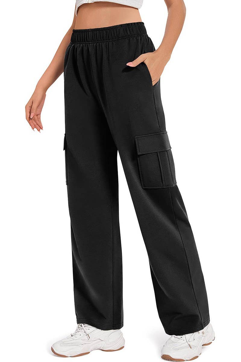 CWBLP1804_CASUAL LOOSE ELASTIC WAIST WIDE LEG PANTS