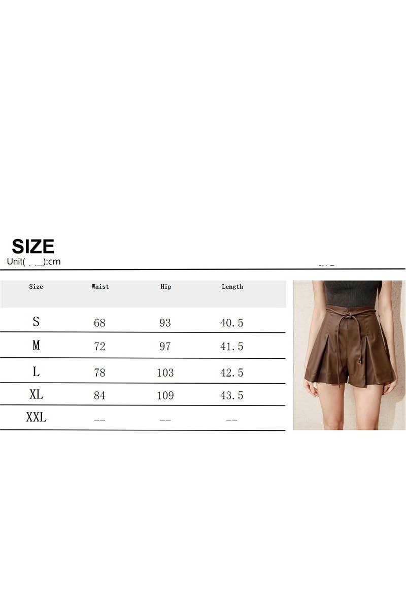CWBSP0594_FASHIONABLE BROWN LEATHER HIGH WAIST SKIRT