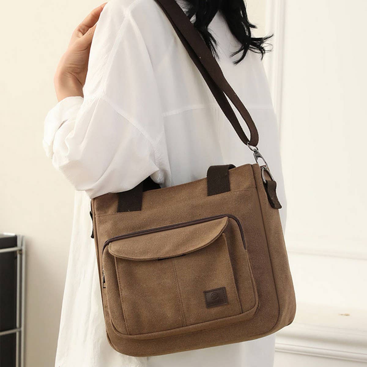RETRO CASUAL CANVAS SHOULDER MESSENGER BAG_CWAB3483