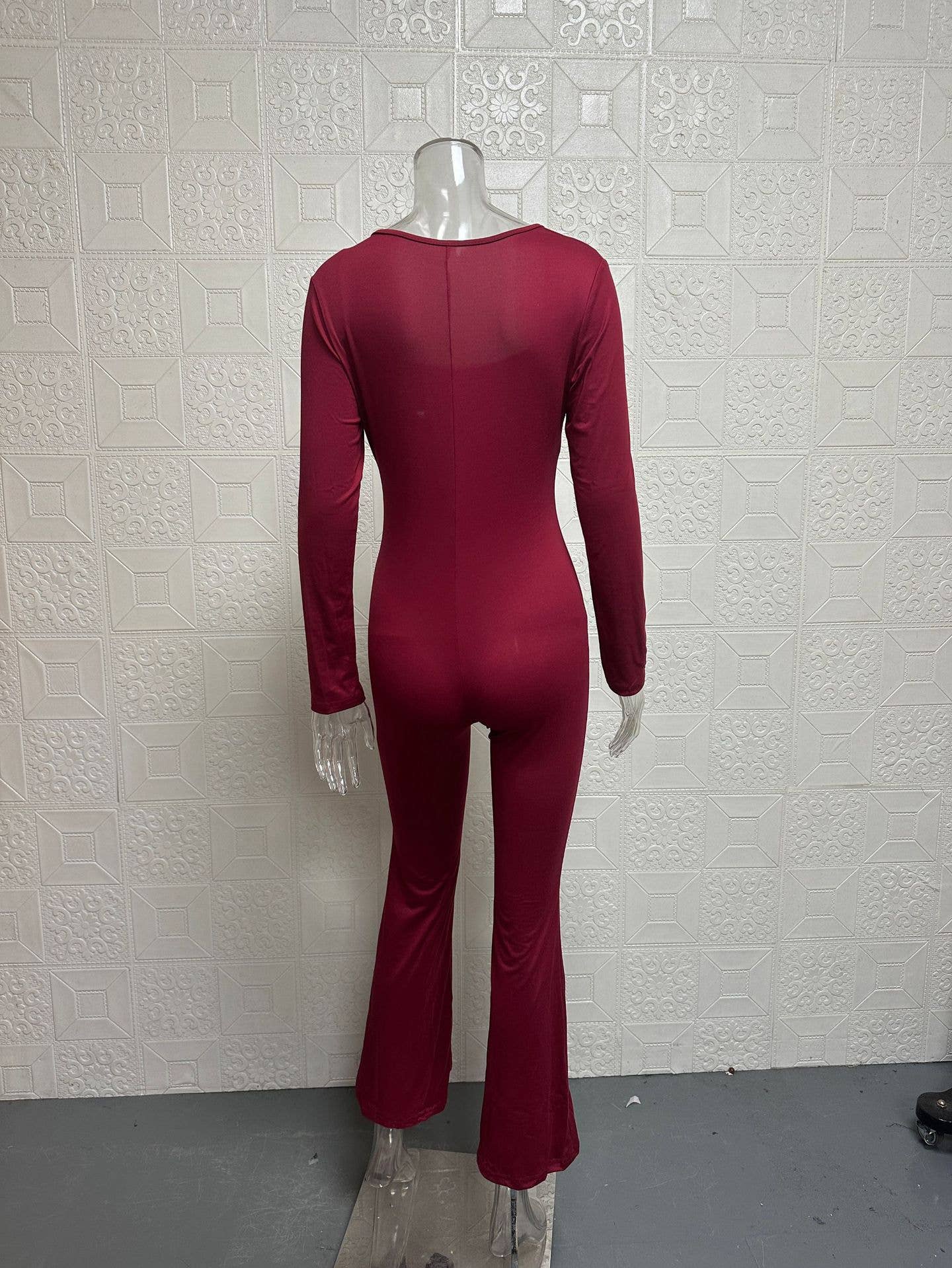 Lift hip square neck wide leg high jump jumpsuit