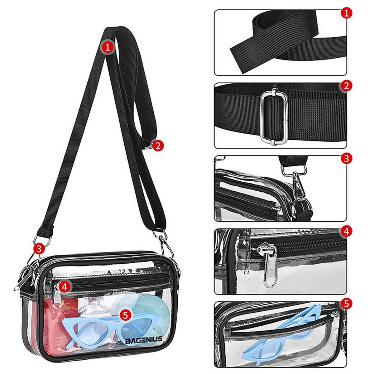 TRANSPARENT DETACHABLE SHOULDER STRAP CROSSBODYBAG_CWAB1312