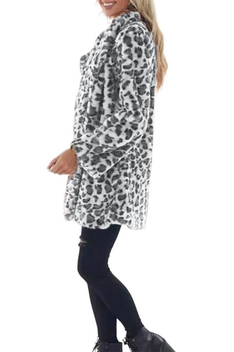 CWOCO00205_CASUAL LOOSE LEOPARD FAUX FUR COAT