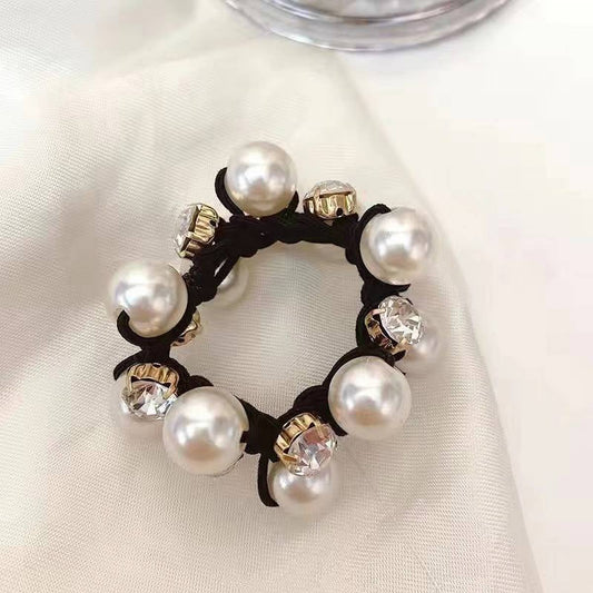 WOMEN SIMPLE PEARL RUBBER BAND HAIR TIE_CWAHA0519