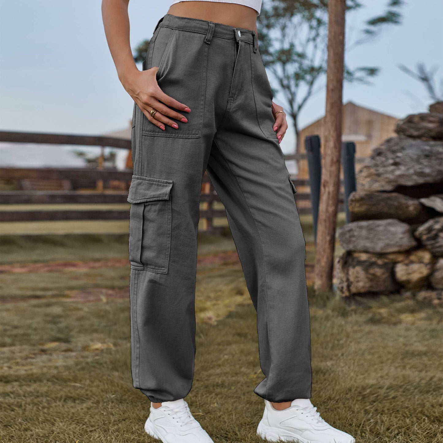 SEMI-ELASTIC PERSONALITY ALL-IN-ONE CARGO PANTS