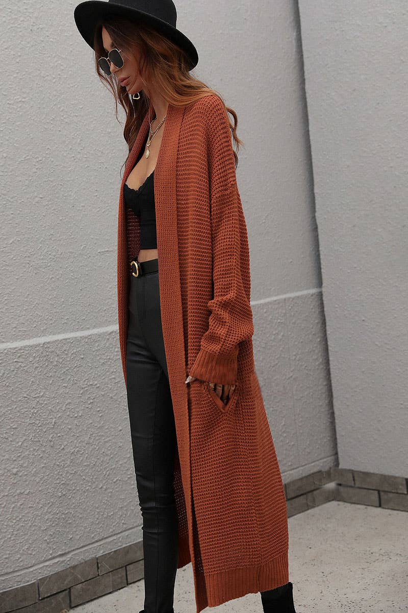 CWOCAL373 Casual Open Front Long Cardigan Sweater