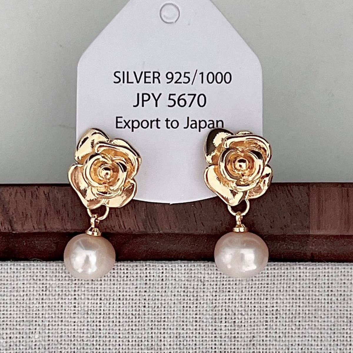 VINTAGE BEAD ROSE EARRINGS