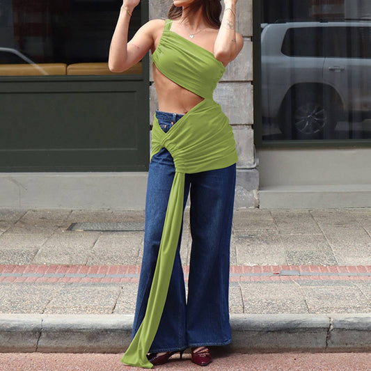 One Shoulder Cutout Ruched Bodycon Dress