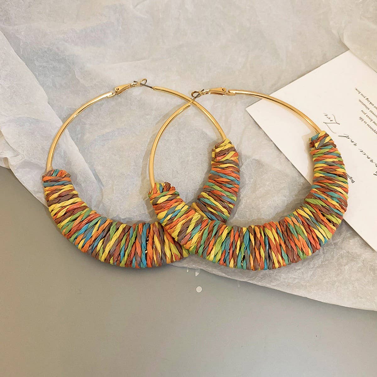 WOVEN GRASS VINE RING BOHEMIAN RETRO EARRINGS_CWAJE2057
