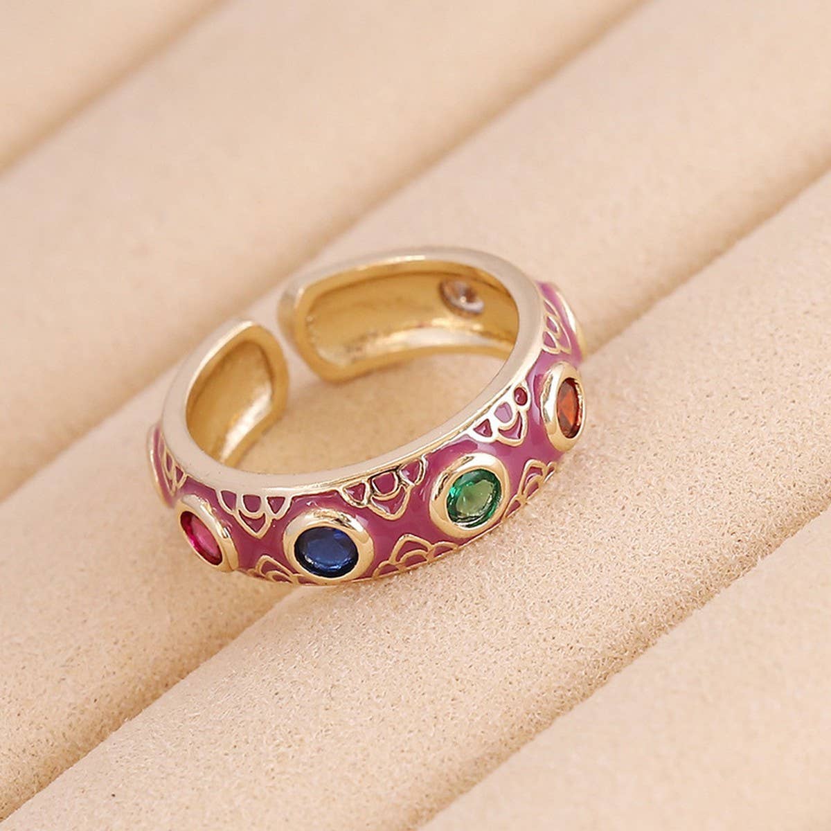 MULTICOLOR OIL DRIP OPEN PERSONALITY HIP HOP RING