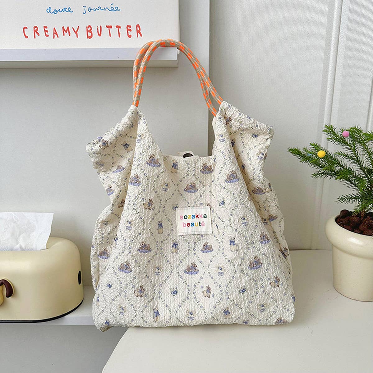 2024 NEW EMBOSSED CUTE SWEET CANVAS BAG_CWAB3080
