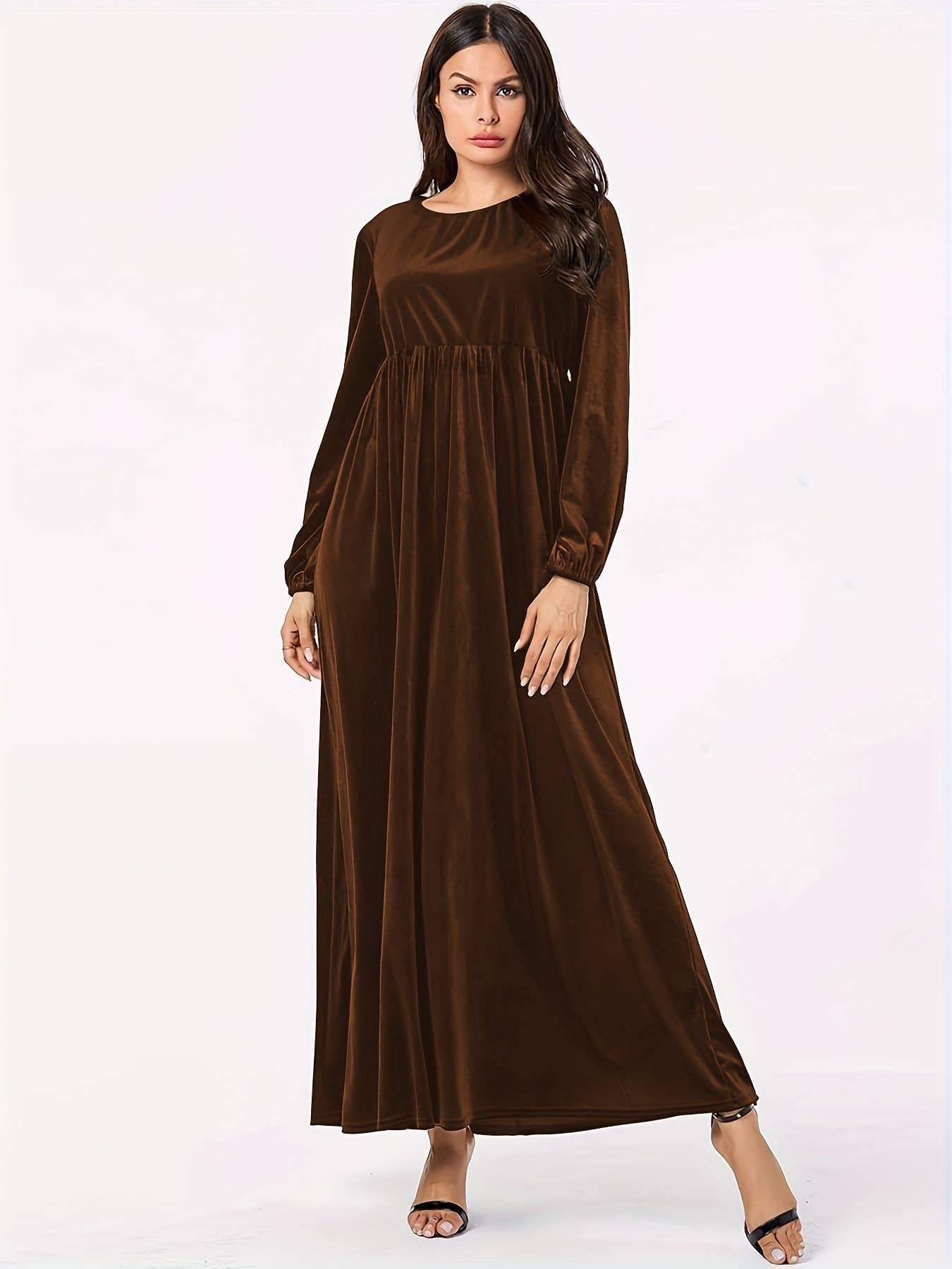 Fashionable round-neck velvet loose dress