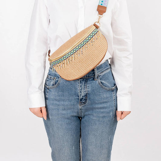 WOMEN ALL-MATCH STRAW WOVEN CHEST BAG_CWAB2003
