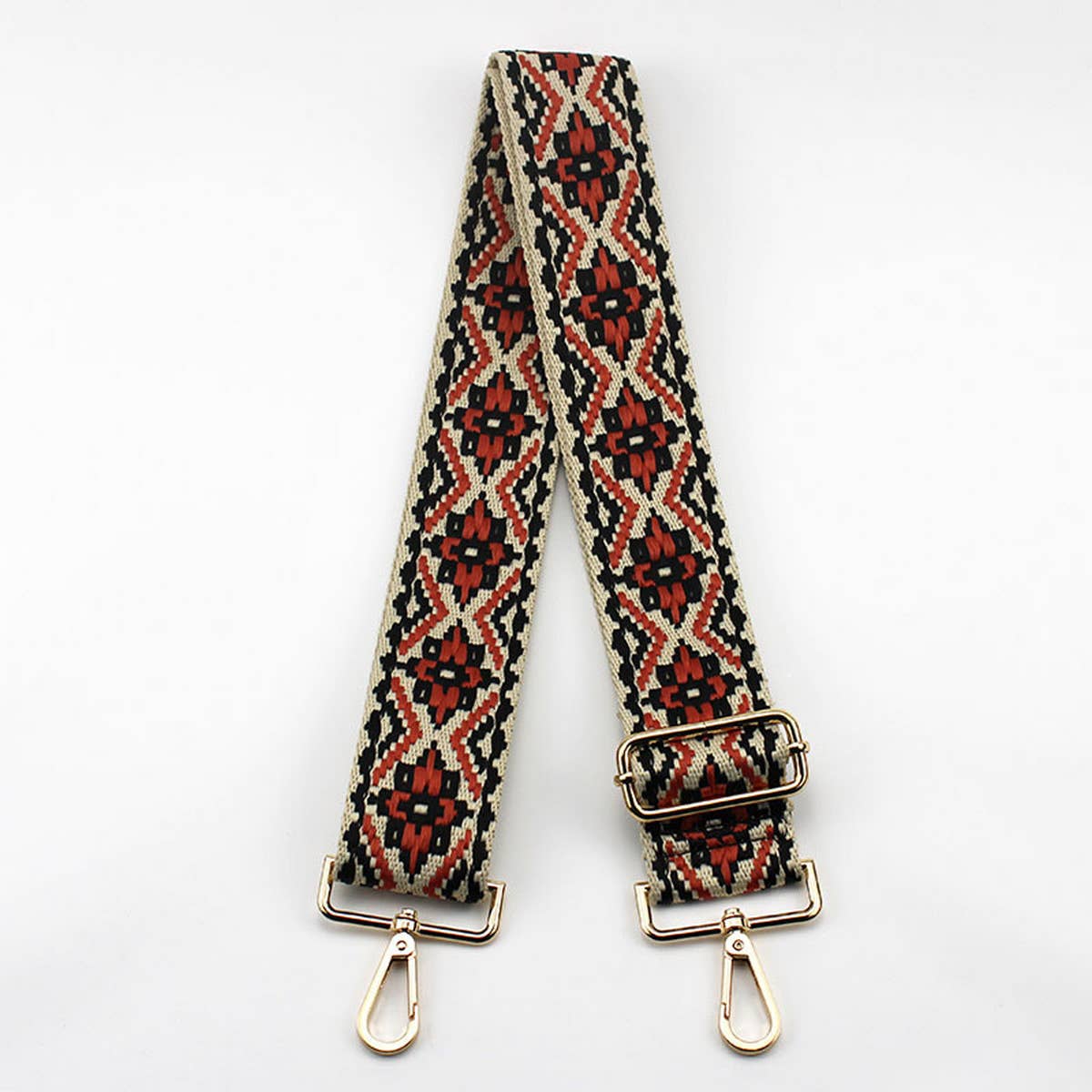 GEOMETRIC EMBROIDERY ADJUSTABLE BAG STRAP