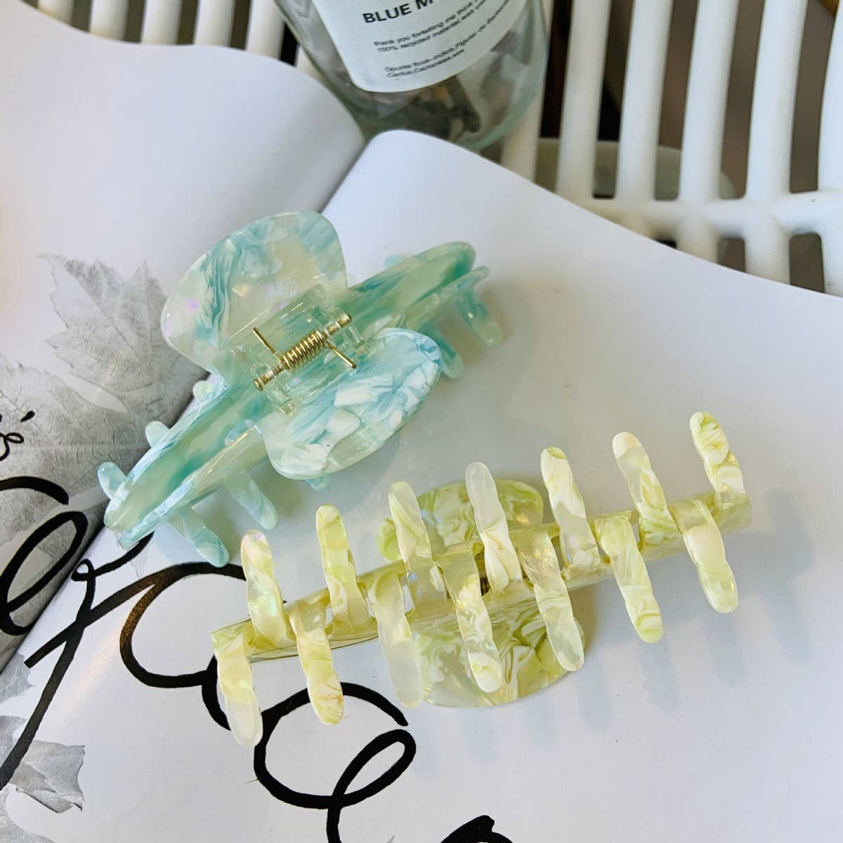 Colorful Floral Acetate Hair Claw, Large Chic Clip