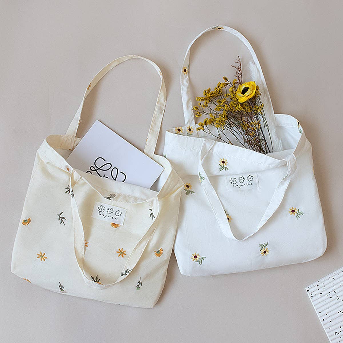 Casual Large Cotton Tote Bag, Artistic Design_CWAB5633