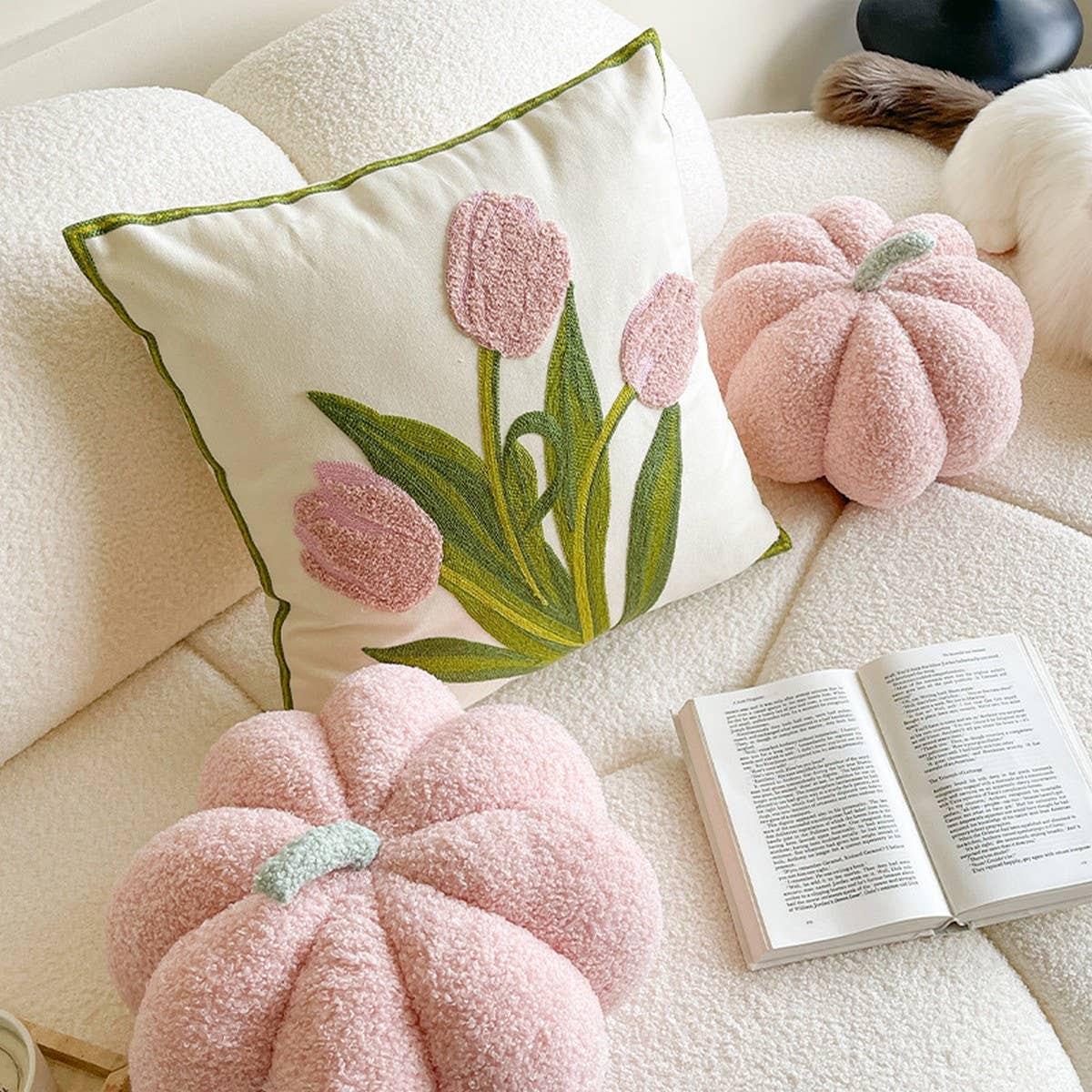 Tulip Pillow Cover Cute Sofa Bed Waist Cushion