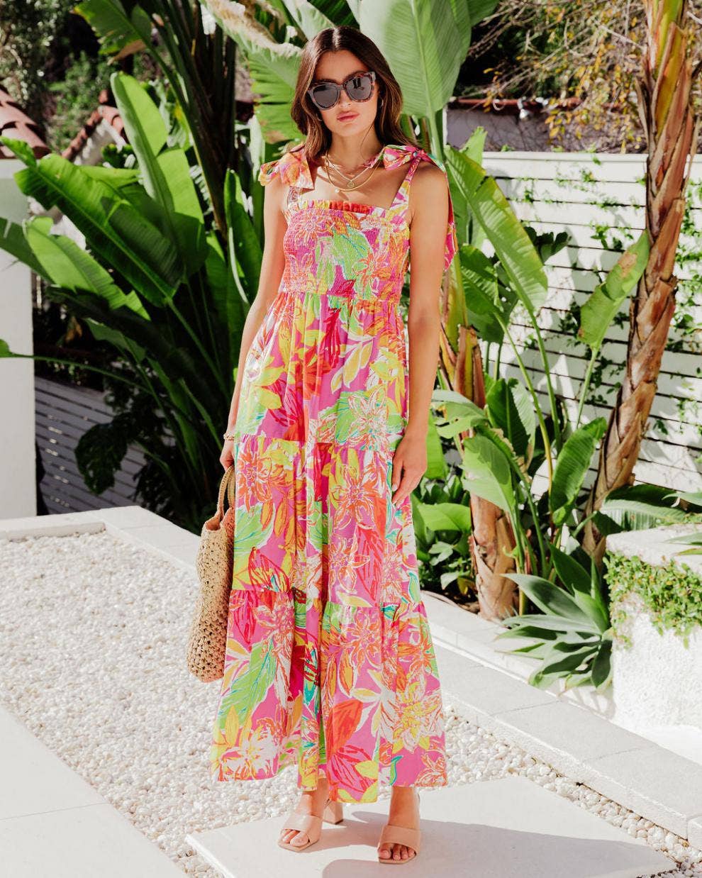 Long holiday dress with strap wrap