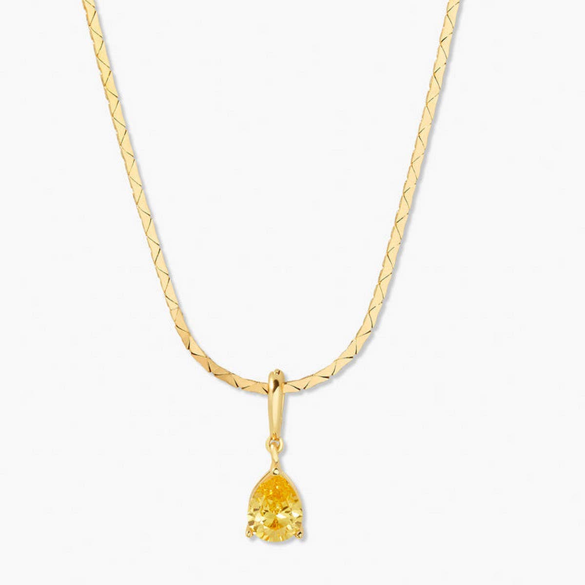 STAINLESS STEEL COLORED DROP ZIRCON NECKLACE_CWMM3921