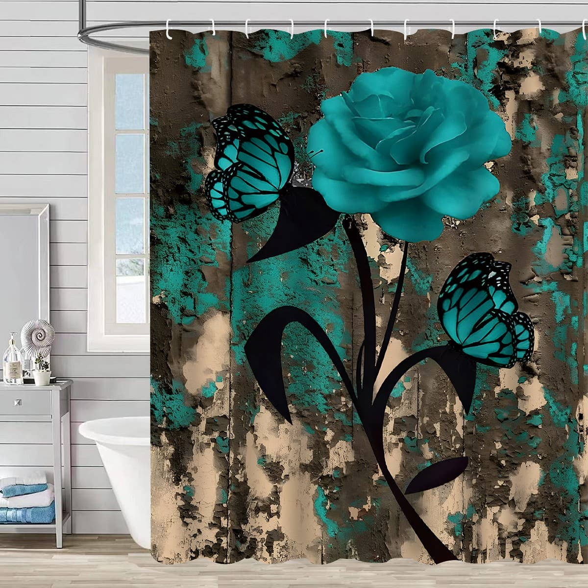 FLOWER BATHROOM ISOLATION SHOWER CURTAIN
