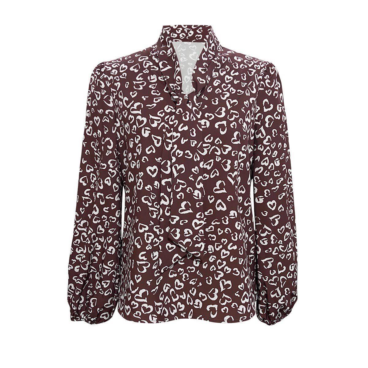 Lantern sleeve V-neck lace-up vintage shirt