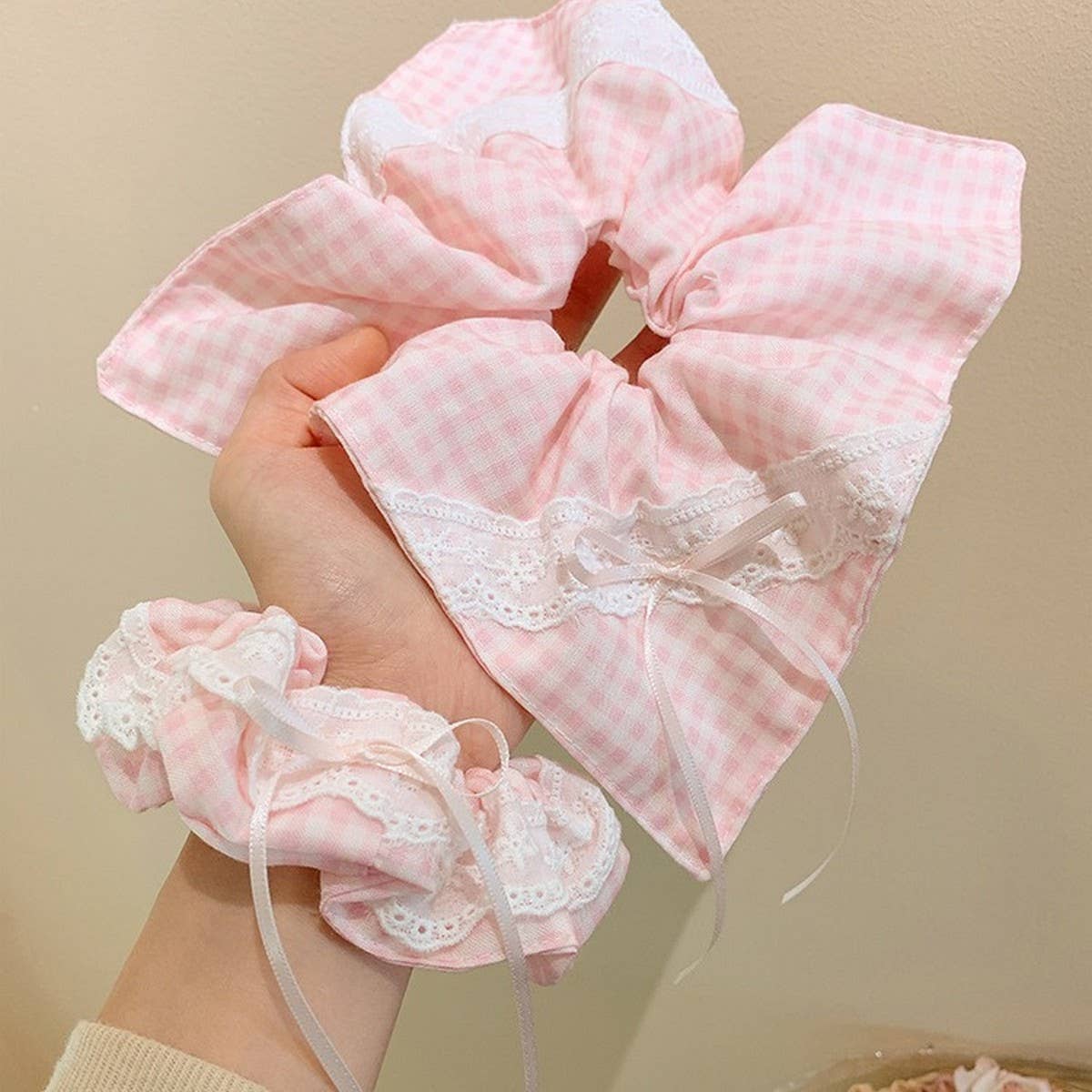 LACE BOW SQUARE SCARF HAIRBAND HAIR ACCESSORY