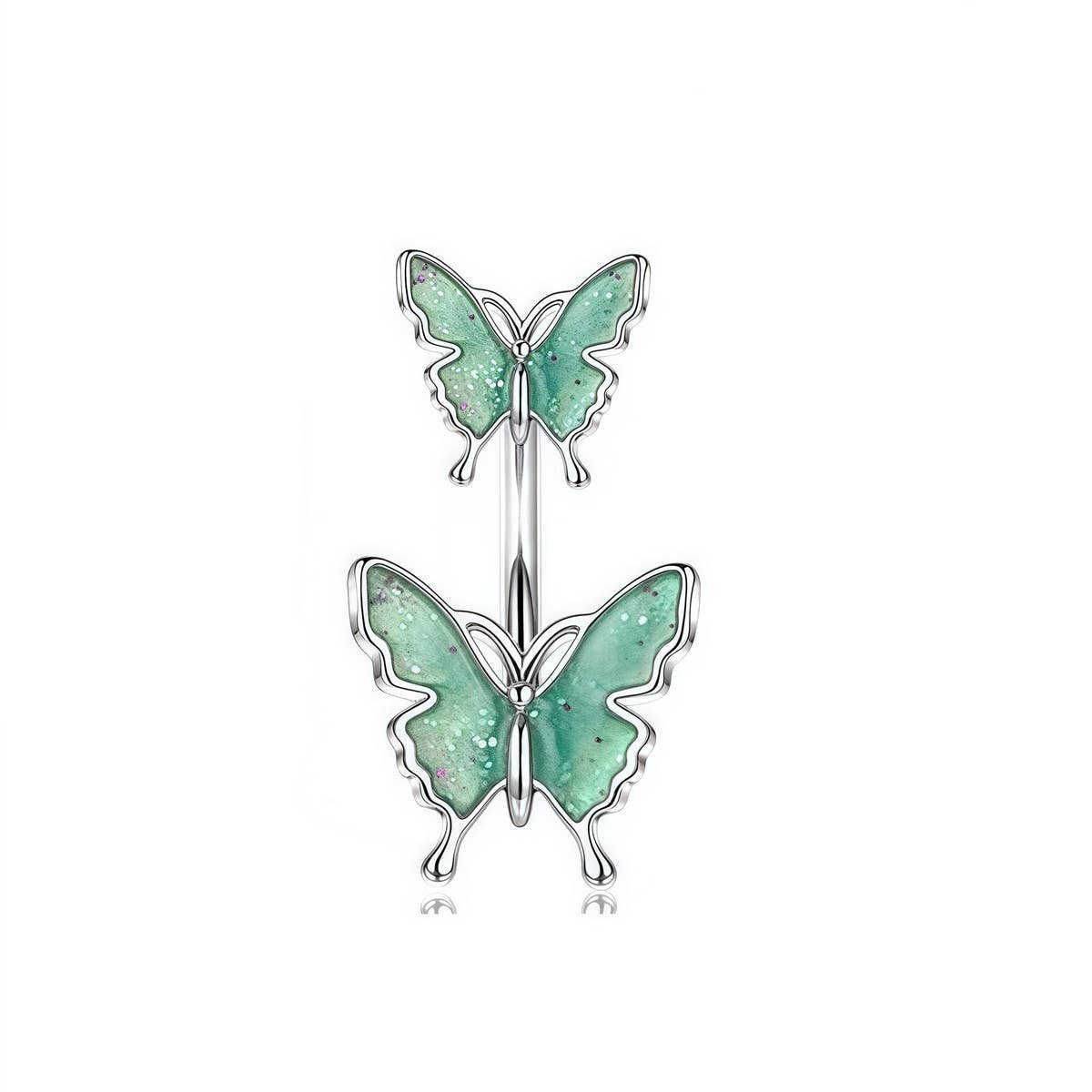 Glitter Butterfly Belly Ring Resin Body Piercing