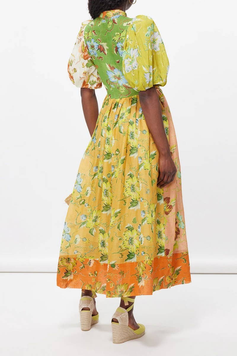 CWDMD5743_NEW SUMMER FLORAL PRINT PUFF SLEEVE DRESS