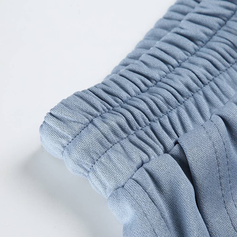 LOOSE SOLID COLOR DRAWSTRING ELASTIC-WAIST PANTS