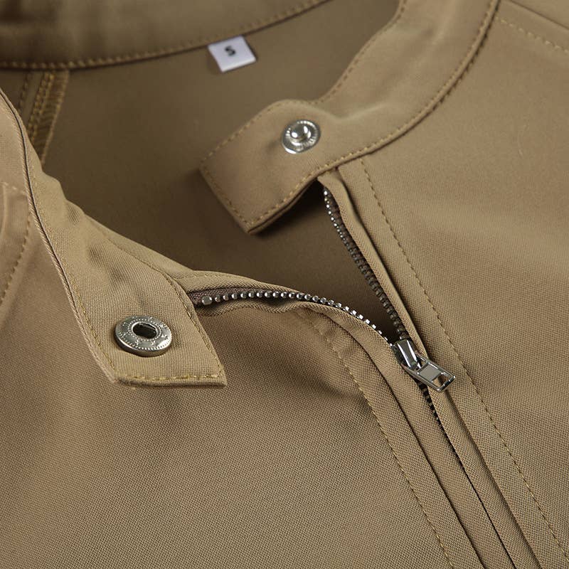 STAND COLLAR BUCKLE CARDIGAN LOOSE CASUAL COAT