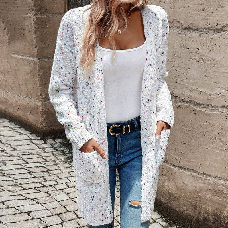 LONG KNIT CARDIGAN WITH LOOSE LONG SLEEVE POCKETS