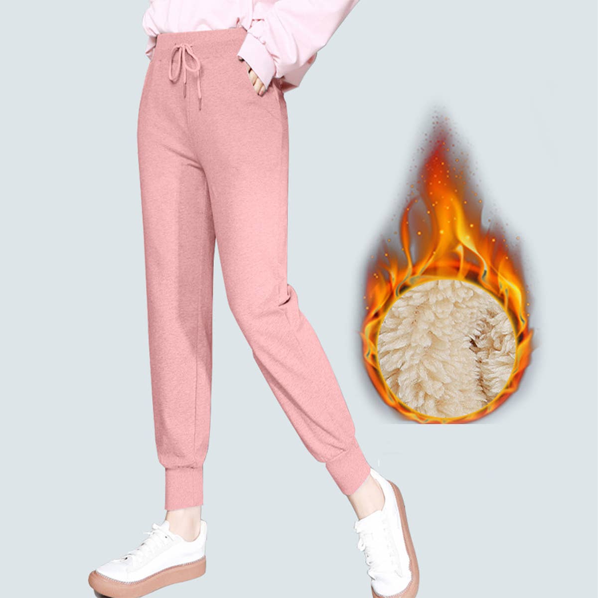 FLEECE CASUAL PANTS FOR WOMEN LAMB FLEECE SPORTS SWEATPANTS