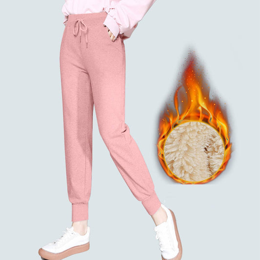 FLEECE CASUAL PANTS FOR WOMEN LAMB FLEECE SPORTS SWEATPANTS