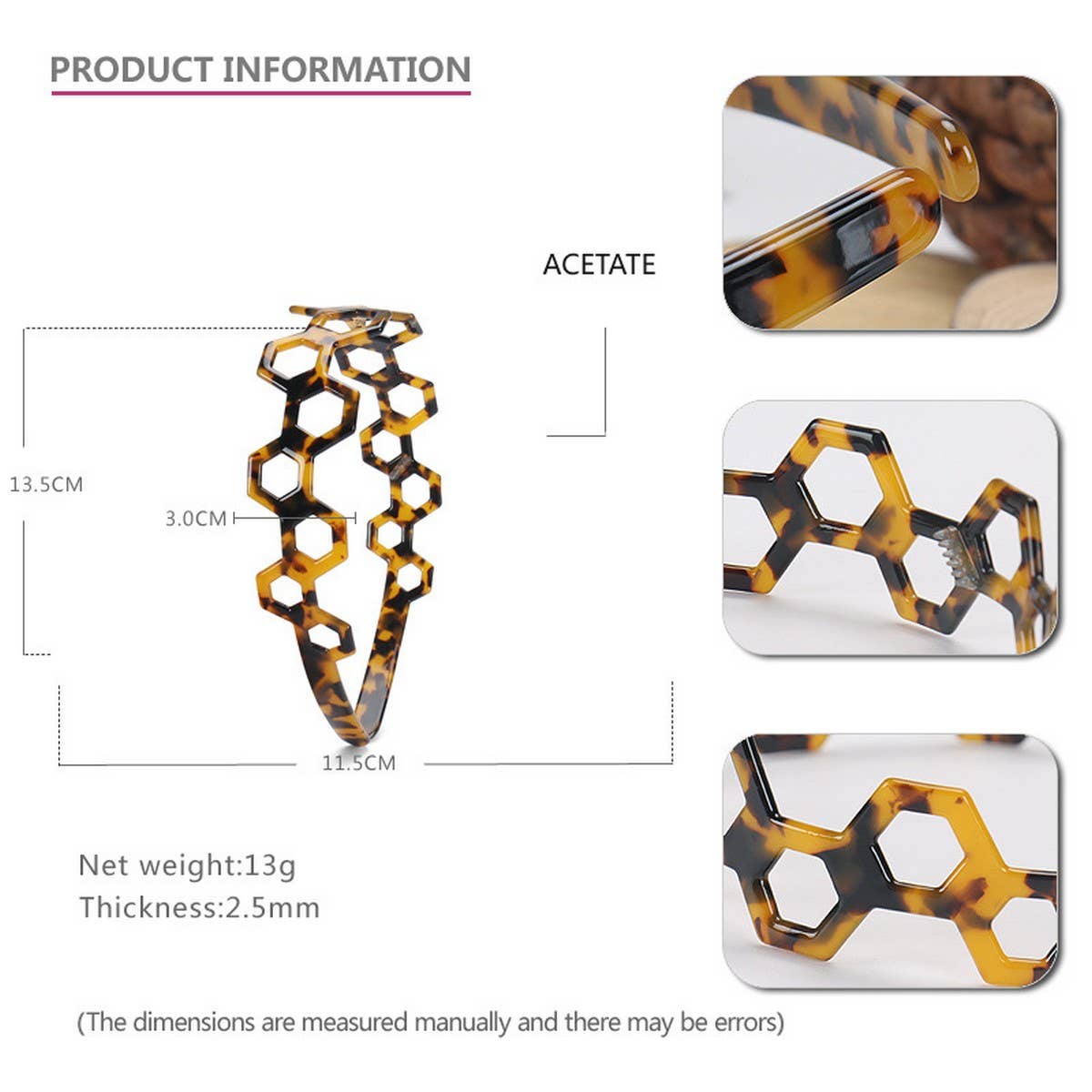 TORTOISESHELL SIMPLE ACETATE HEADBAND HAIRPIN