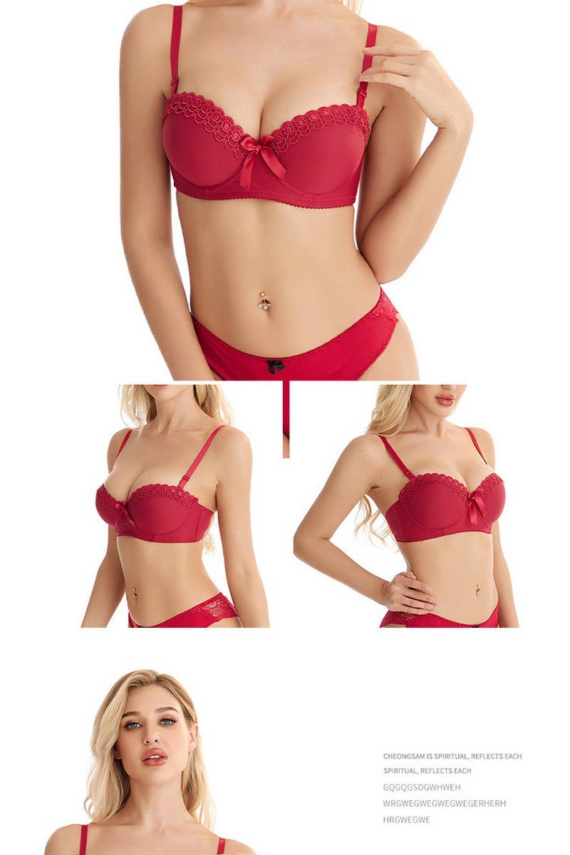 CWMU00277_EMBROIDERED BUTTERFLY UNDERWIRE PUSH UP BRA