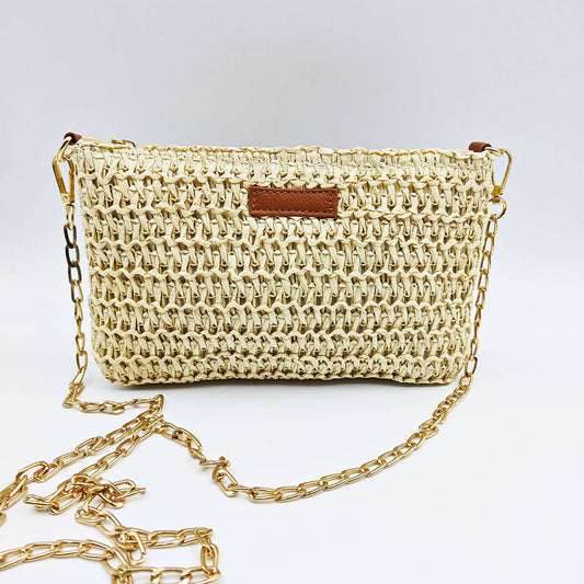 SOLID COLOR SQUARE CLUTCH WOVEN BAG_CWAB1871